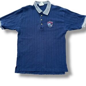 Vintage Lee Sport Giants Rugby Polo Shirt Navy Ribbed Knit XL 90s‎ Nutmeg Mills